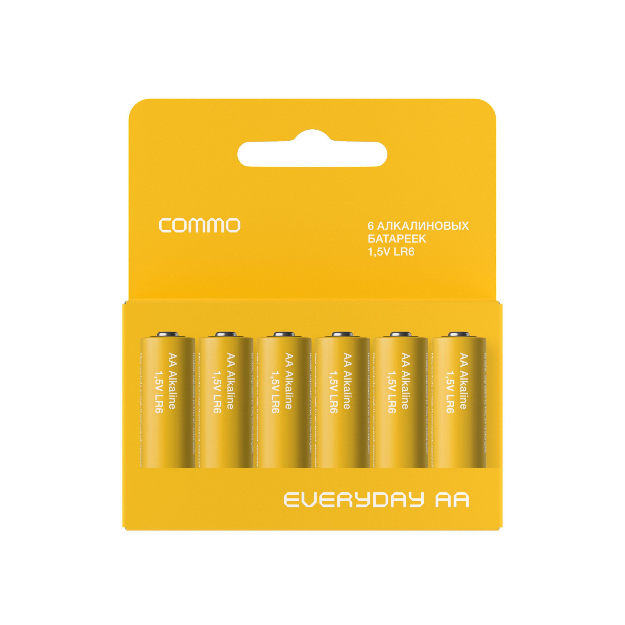 Батарейки пальчиковые алкалиновые COMMO Everyday Batteries, LR6-АА, 6 штук в упаковке