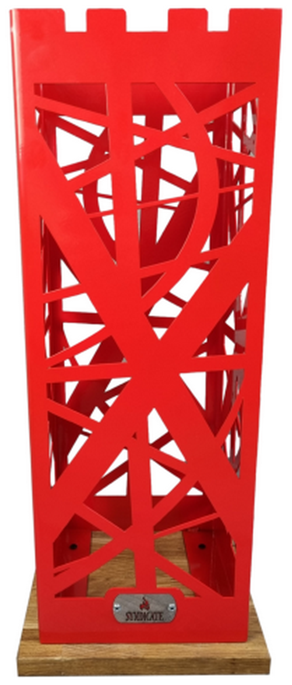 Подставка для зонтов Syndicate: "дали". Из стали. Основание - Натуральный Дуб. 24х24х56см. Красный.