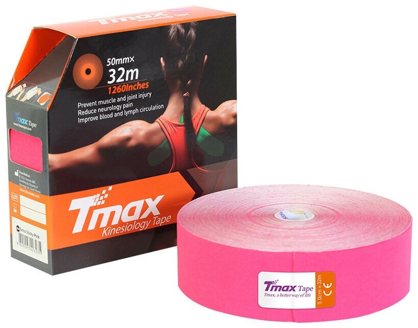 Кинезио тейп Tmax 32m Extra Sticky Pink (5 см x 32 м), арт. 423235