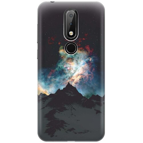 Ультратонкий силиконовый чехол-накладка для Nokia 6.1 Plus, X6 (2018) с принтом Горы и звезды ультратонкий силиконовый чехол накладка для nokia 9 с принтом горы и звезды