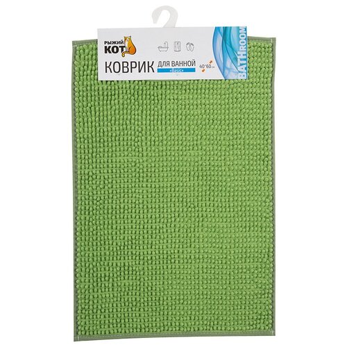 фото Коврик для ванной basic , 40x60 см, цвет-зеленый (102417) рыжий кот