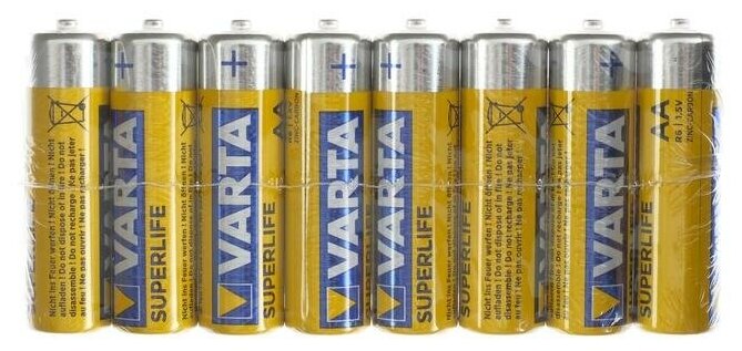 Батарейки Varta SuperLife AA R6-8S, 1.5В, спайка, 8 шт