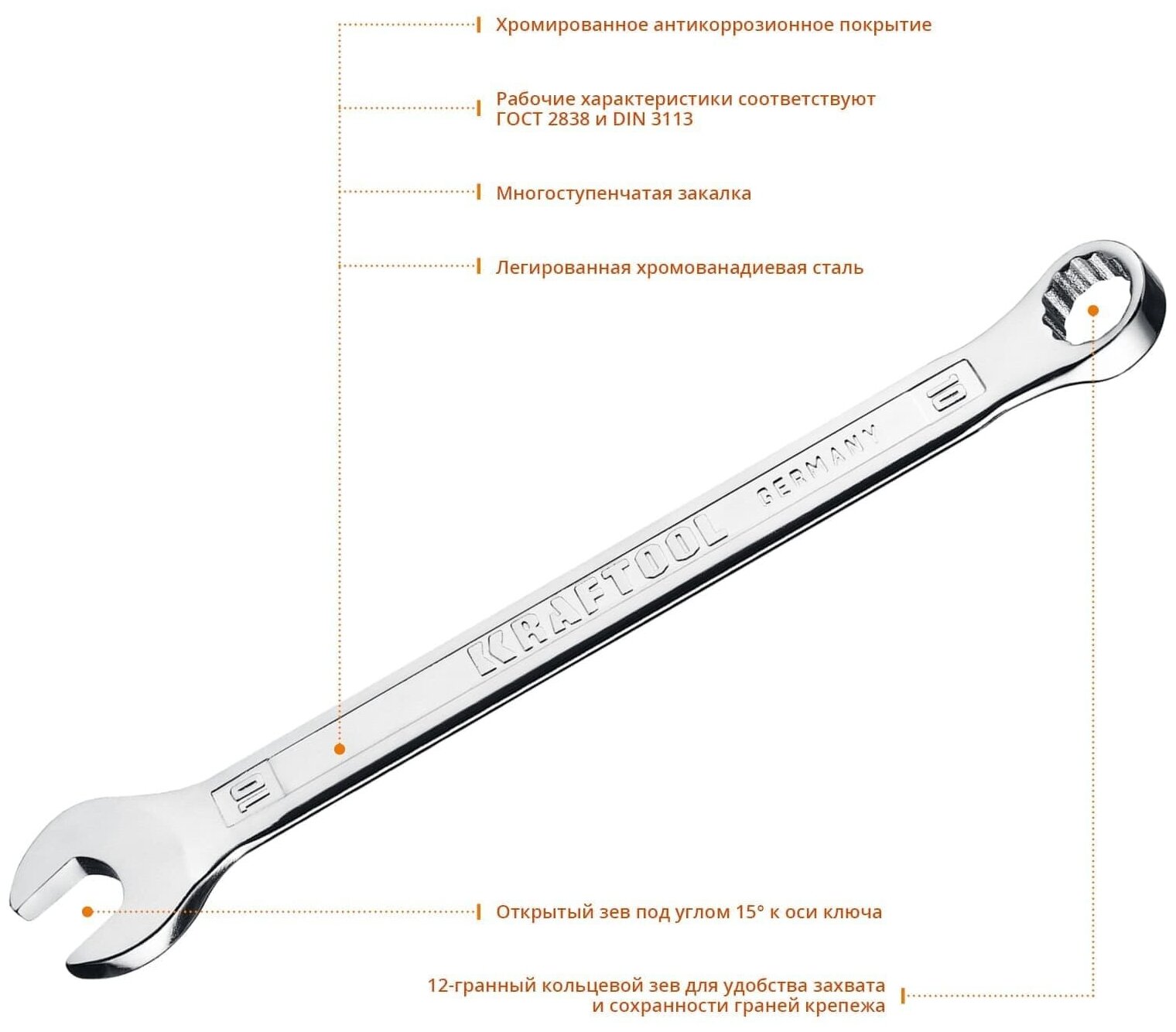 Ключ комбинированный Kraftool 27079-10_z01, 10 мм - фотография № 8