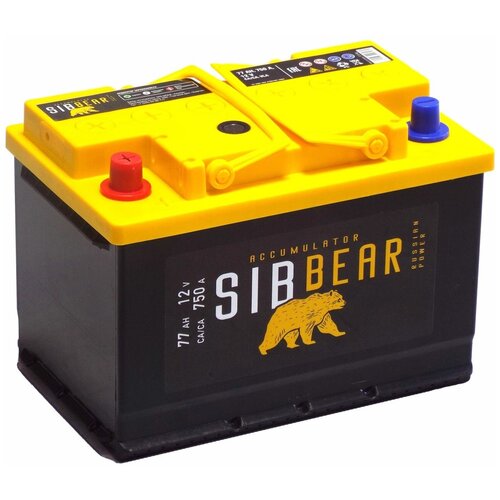 Аккумулятор автомобильный АКБ SIBBEAR 77 А*ч п. п.