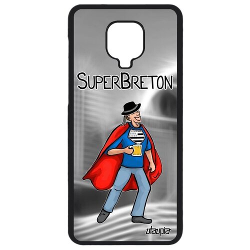 фото Защитный чехол на смартфон // xiaomi redmi note 9 pro // "супербретонец" супергерой юмор, utaupia, серый