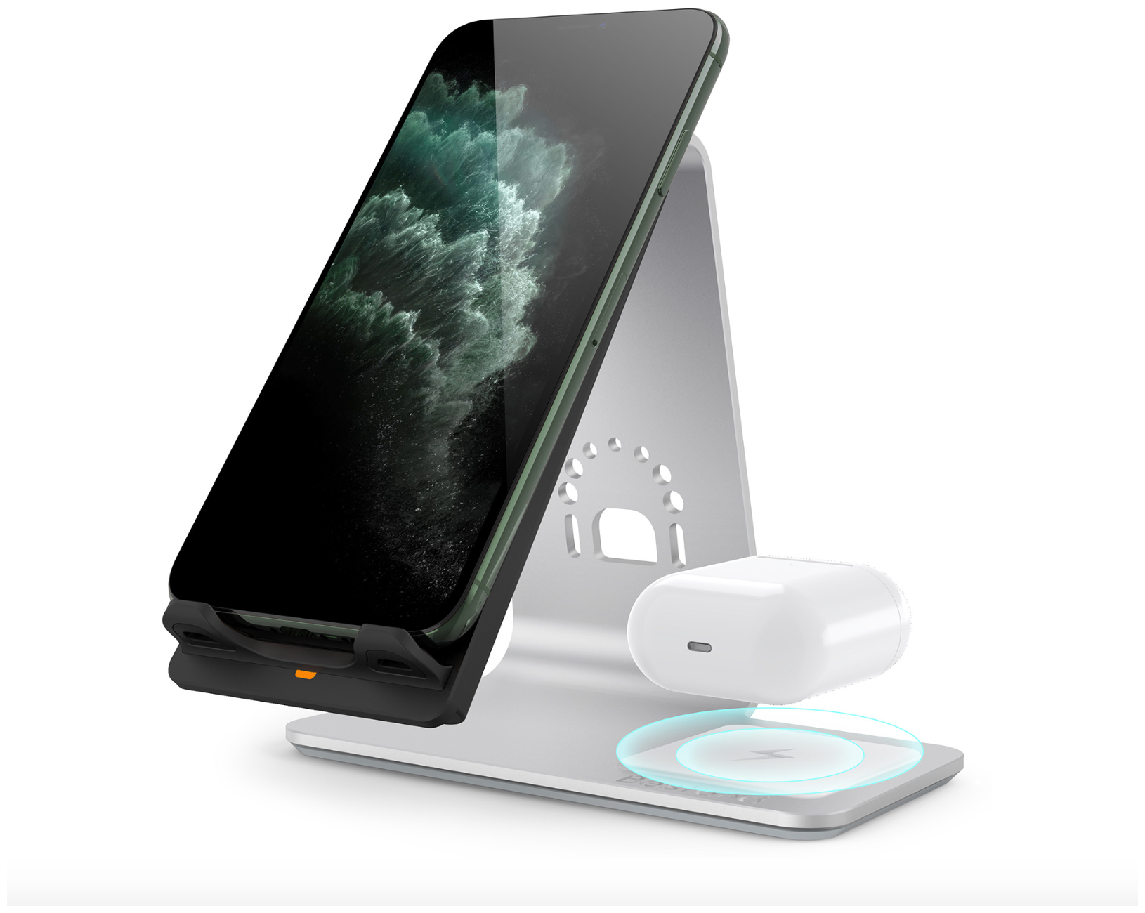 Беспроводное зарядное устройство из алюминия 2 в 1 Чехол. ру A144-714 для Apple iPhone 12/12 Pro/12 mini/12 Pro max/ iPhone 13/13 Pro/13 mini/13 Pro.