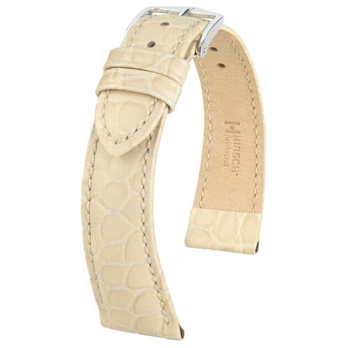 фото Ремешок 038280-90-2-18 бежевый молочный кожаный ремень 18 мм для часов наручных длинный удлиненный хирш aristocrat из кожи hirsch