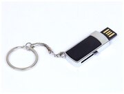 Металлическая выдвижная мини флешка для нанесения логотипа (16 Гб / GB USB 2.0 Черный/Black 401 MN003)