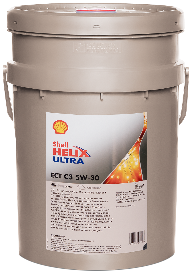 Синтетическое моторное масло SHELL Helix Ultra ECT C3 5W-30, 4 л, 1 шт.