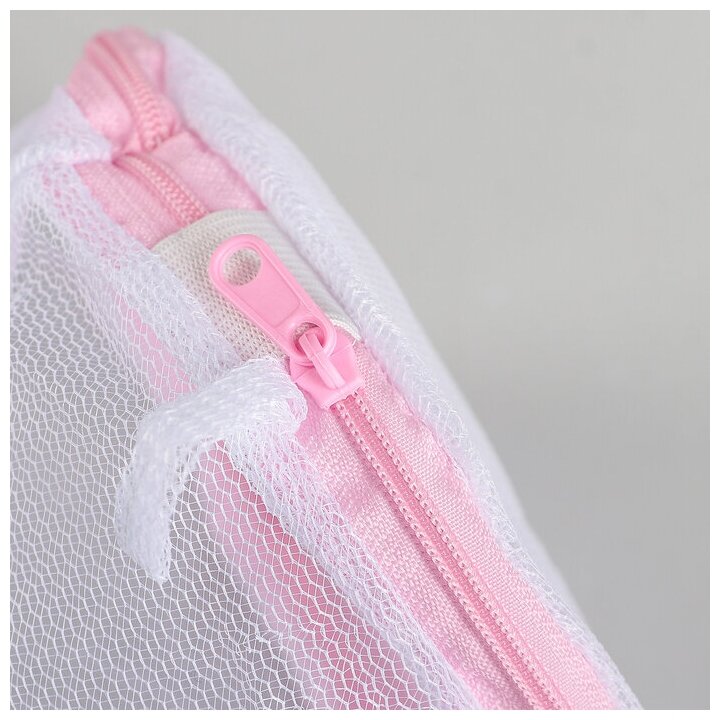 Мешок для стирки белья без диска, 15×19 см, мелкая сетка, цвет белый (1шт) - фотография № 2