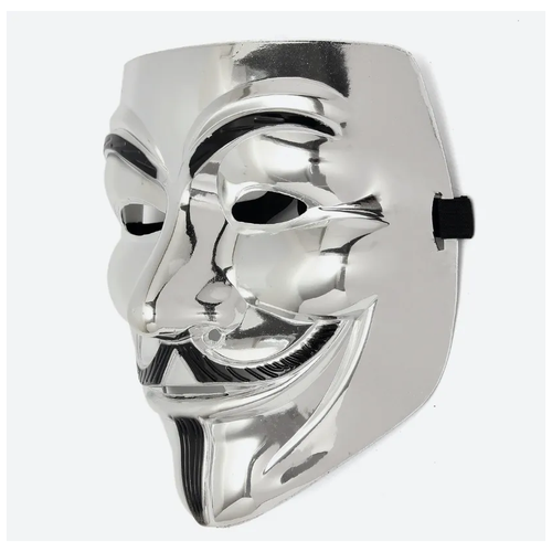 маска анонимуса пластиковая гай фокс перламутровая белая Маска Анонимуса / пластиковая Гай Фокс Серебристая