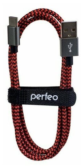Кабель PERFEO USB2.0 A вилка - USB Type-C вилка, черно-красный, длина 3 м. (U4902)