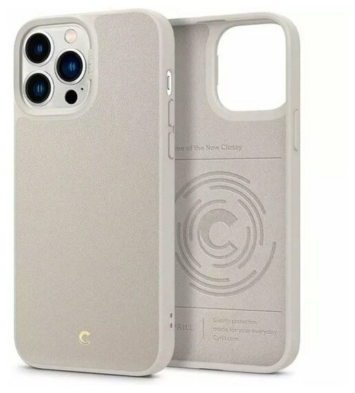 Чехол Spigen Ciel by Cyrill Leather Brick для iPhone 13 Pro Max, Cream (ACS03174)