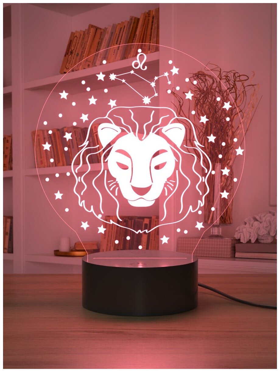 Ночник "Знаки зодиака - Лев" / подарок с гороскопом для льва / львам на день рождения / подарочный светильник