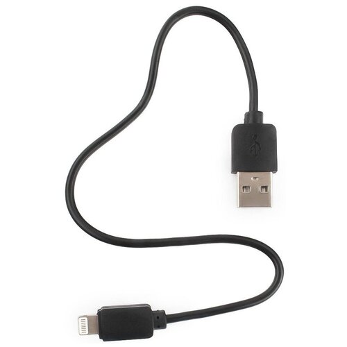 Кабель USB 2.0 - Lightning, М/М, 0.3 м, Гарнизон, чер, GCC-USB2-AP2-0.3M сетевая зарядка lightning кабель cablexpert mp3a pc 36 usb 2 порта 2 4a черный кабель 1м lightning