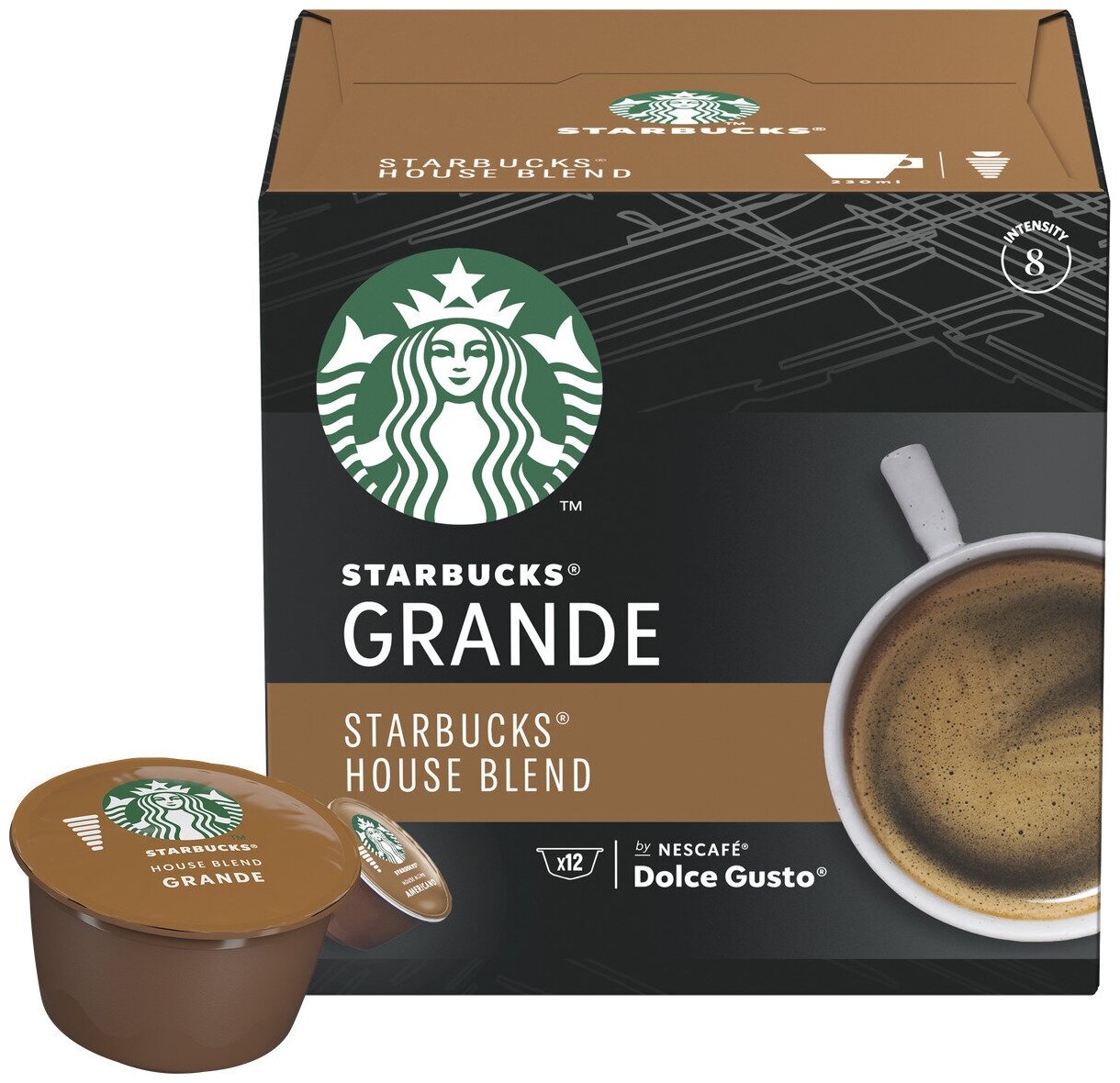 Кофе в капсулах Starbucks House blend Grande для Dolce gusto, 12 капсул