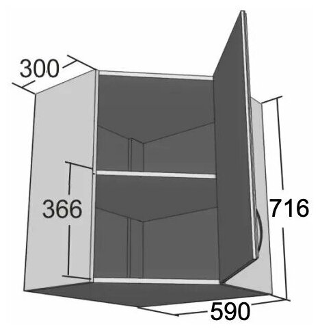 Шкаф кухонный настенный угловой 60*60см. Темно-серый (ВУ 590) - фотография № 3