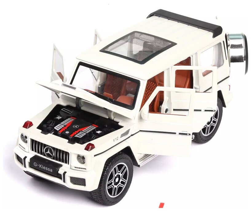 Модель автомобиля Mercedes-Benz Gelandewagen G65 в масштабе 1:24 белый (металл свет звук)