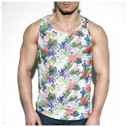 фото Майка-безрукавка "tropic floral tank top - white" / es collection / белый / размер xl