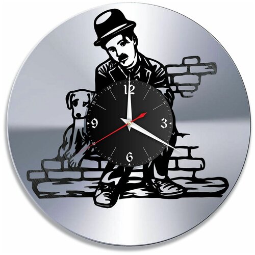 фото Настенные часы redlaser чарли чаплин, серебро, из винила №1 vc-11027-2