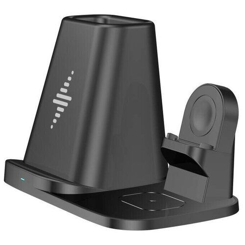 Беспроводная зарядная станция 4 в 1 (черная)