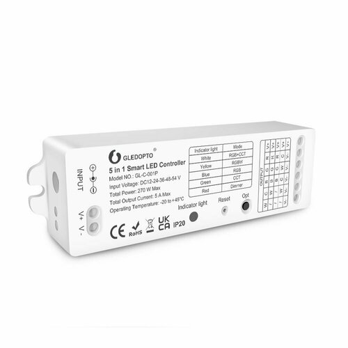 ZigBee Диммер 12-54V Gledopto 5in1 универсальный