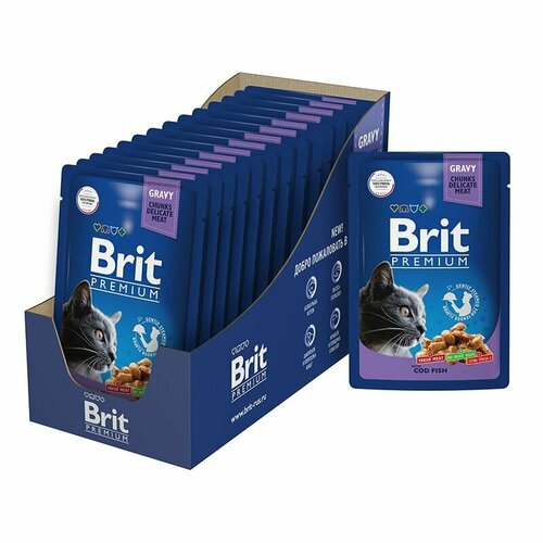 Корм для взрослых кошек Brit Premium Треска в соусе 14шт.*85г