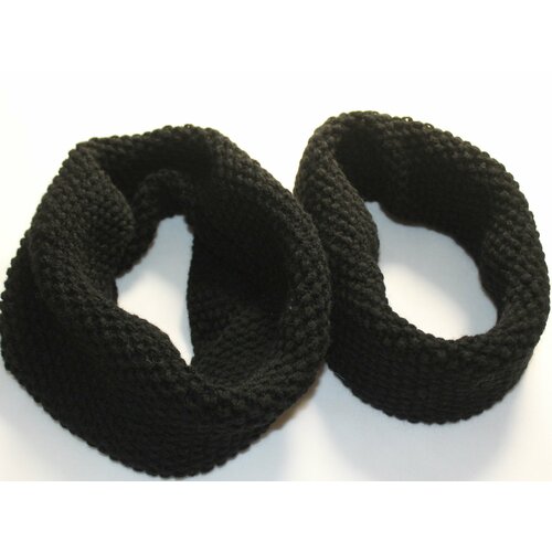 Снуд , шерсть, вязаный, черный