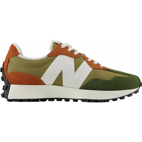 Кроссовки New Balance 327, натуральная кожа, размер 9 US, зеленый