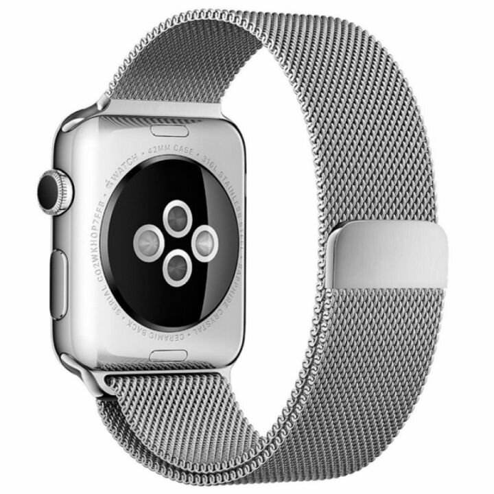 Ремешок миланская петля для Apple Watch 38-40-41 mm Series 1-7 SE / Металлический браслет (milanese loop) дляарт часов Эпл Вотч 38-41/Серебро