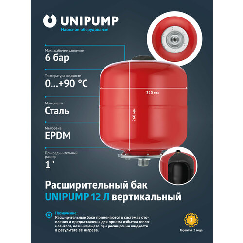 Расширительный бак, накопитель, емкость 12 л вертикальный