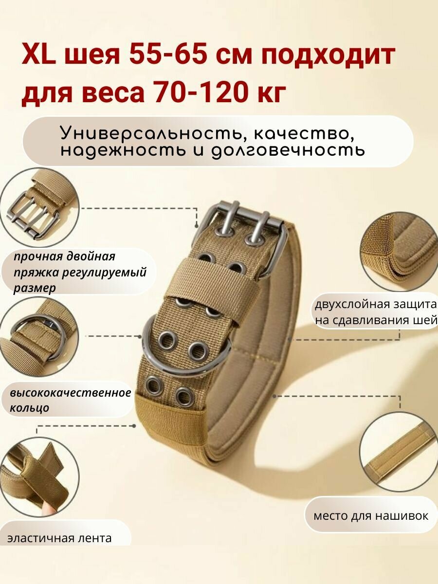 Усовершенствованный тактический ошейник для собак / шея 55-65 см / для веса 70-120 кг