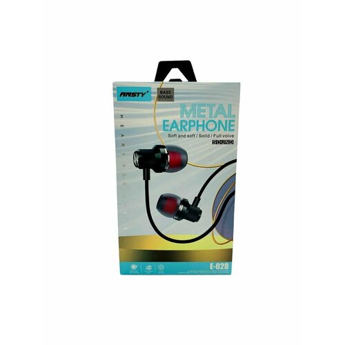 Наушники проводные внутриканальные с микрофоном Ansty E-028 Metal Earphone гарнитура проводная с микрофоном и высоким качеством звука 65500₽