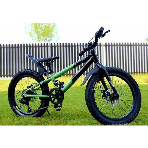 Велосипед горный полуфэтбайкфэтбайк RICHIESTO TT1107s 20in Алюминиевая рама для активного отдыха Детский Подростковый Легкий черно-зеленый 2260000₽