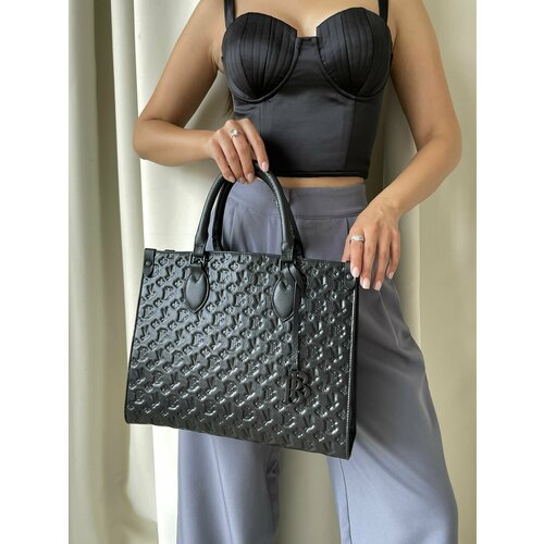 фото Сумка шоппер beautiful birds victoria mini, фактура тиснение, черный, красный