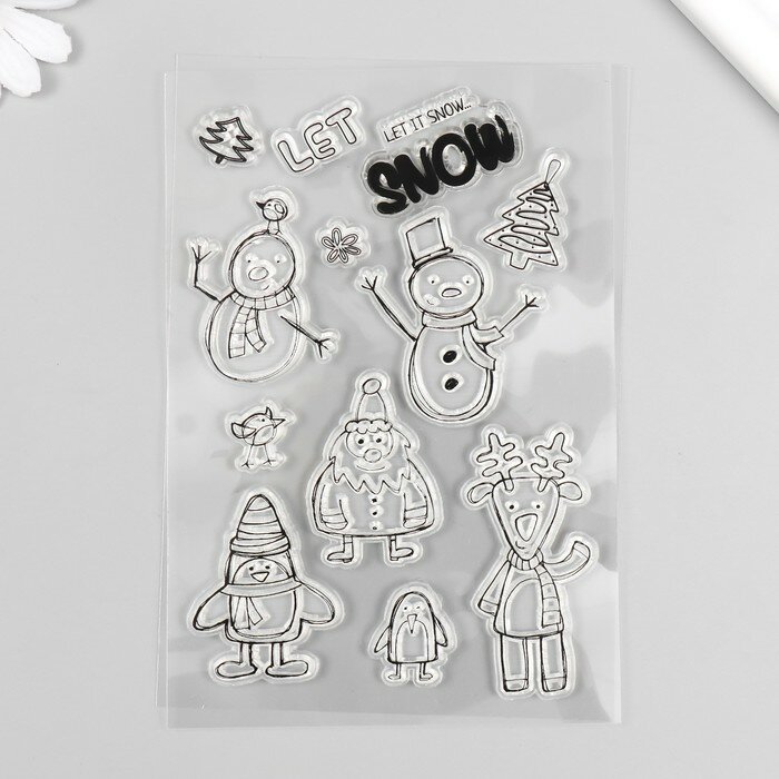 Штамп для творчества силикон "Снежный Новый год" 16х11 см 9519573