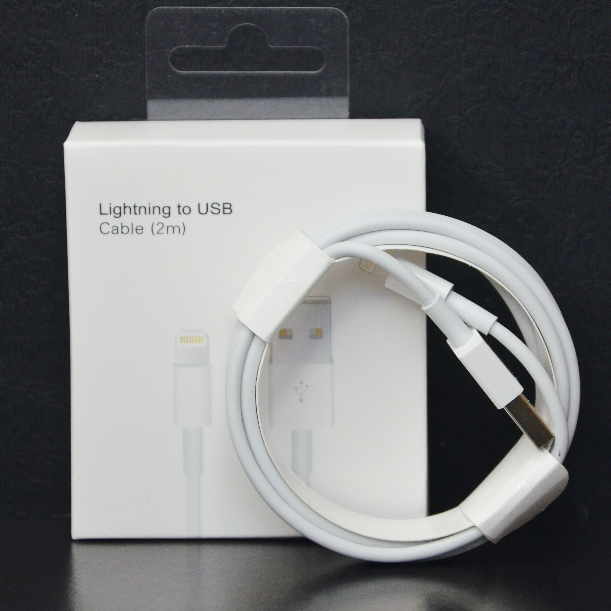 Кабель USB Lightning 2 метра 2,1А, зарядка для iPhone, iPad, iPod, белый — фото 1