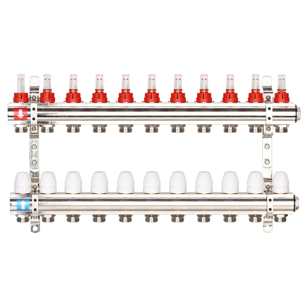 Коллекторная группа с расходомерами GAPPO 1"x3/4" 11 вых. G423.11 латунный