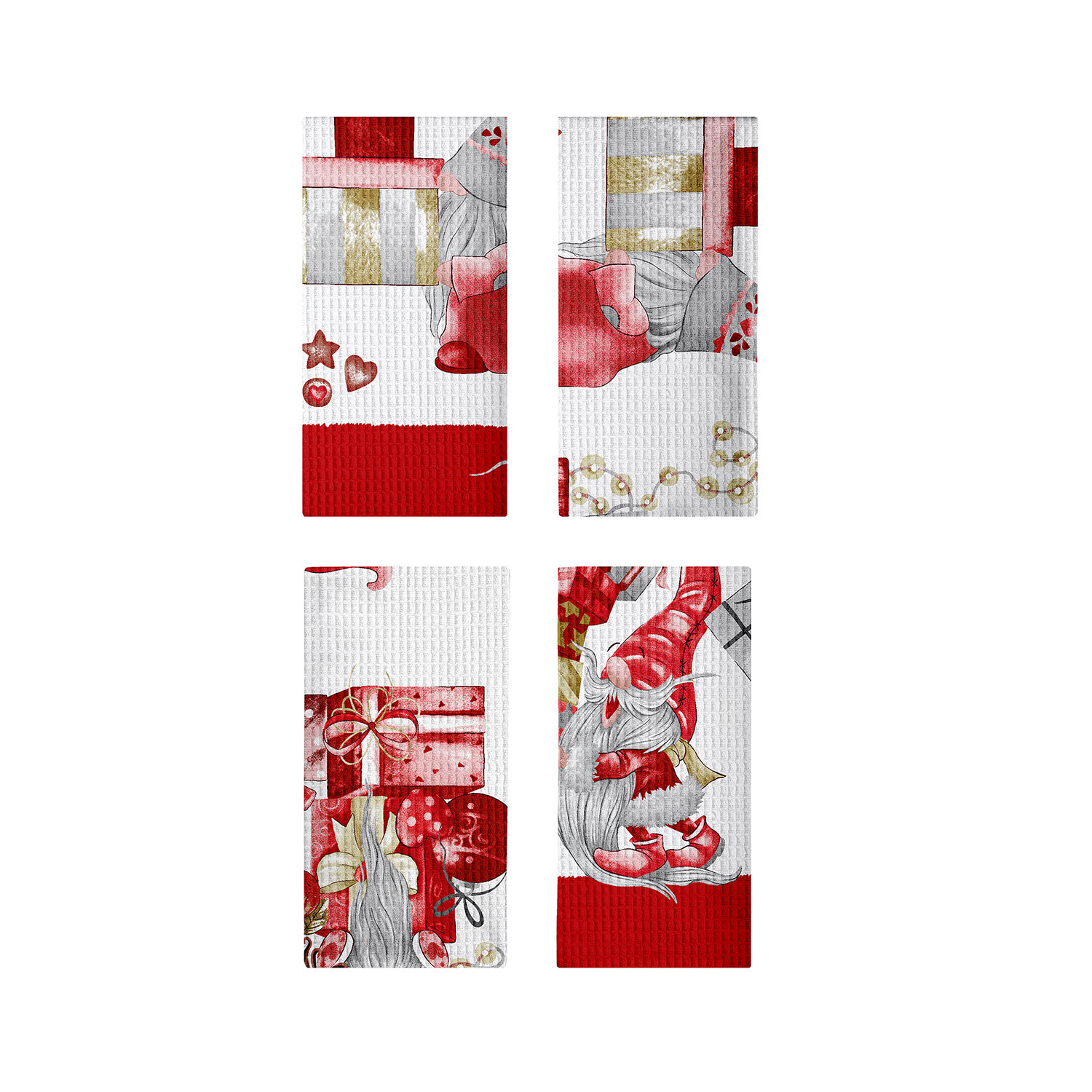 Набор вафельных полотенец 50х70 (4 шт.) "Mia Cara" рис 30569-1 Гномы в доме - фотография № 4