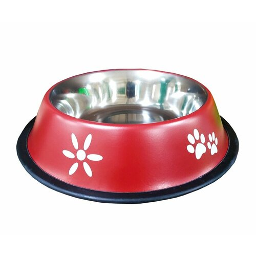 Миска (ZR) 0,7л вишнёвая с рисунком металл