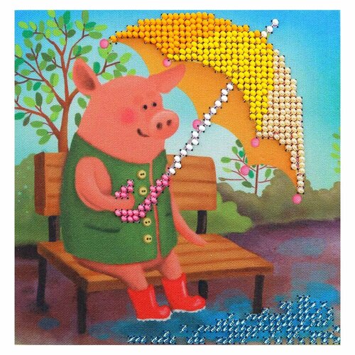 Б-0209 Набор для вышивания бисером Бисеринка 'Под зонтиком' 12*12см