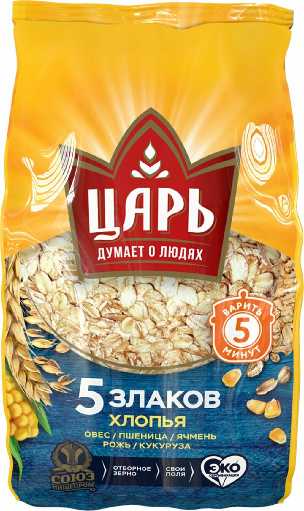 Хлопья из 5-х злаков "Царь" 400гр м/у * 4 шт