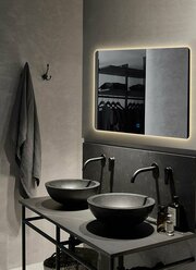 Зеркало для ванной Prisma 70*90 прямоугольное горизонтальное "парящее" с тёплой LED-подсветкой