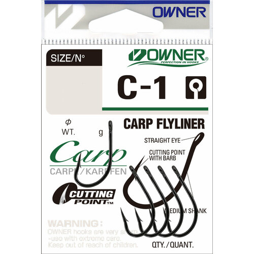 крючок рыболовный owner carp flyliner c 1 2 bc уп 4шт 53261 2 Крючок Owner 53261 №6 (C-1)