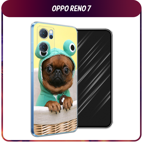 Силиконовый чехол на Oppo Reno 7 5G / Оппо Рено 7 5G Собачка в шапке лягушки силиконовый чехол на oppo reno 7 5g оппо рено 7 5g стекло в душе