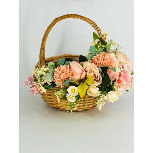 Корзина для яиц и подарков с искусственными цветами 4580₽