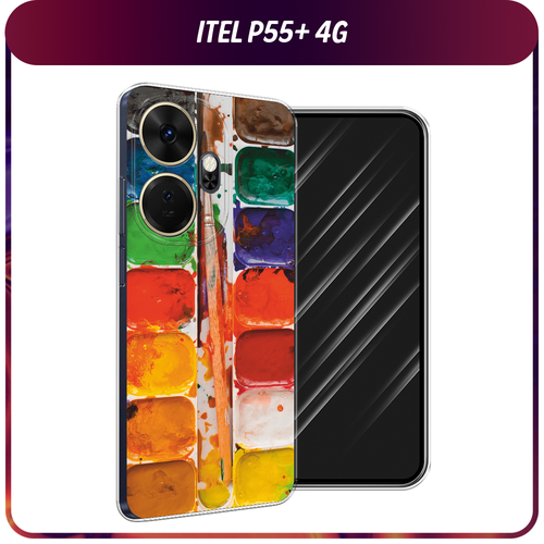 Силиконовый чехол на Itel P55+ 4G / Ител Р55+ 4G Акварель силиконовый чехол на itel p55 4g ител р55 4g ушастый мопс