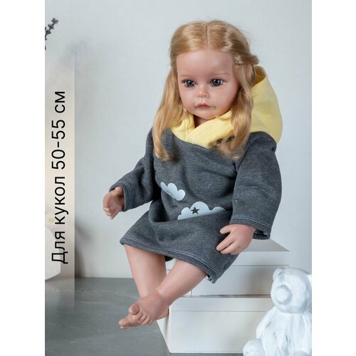 Одежда для куклы Реборн (Reborn) 55см , Rich Line Home Decor, ИП-П-44_Серый-желтый-облака