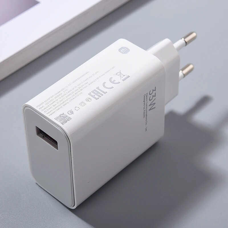 Оригинальное зарядное устройство Xiaomi 33 Вт EU с кабелем для быстрой зарядки 6A Type C для Mi 10 10T 11 Pro Redmi K30 K20 K30S Note 11 10 9 Pro Max 9S, White, EU add cable — фото 1