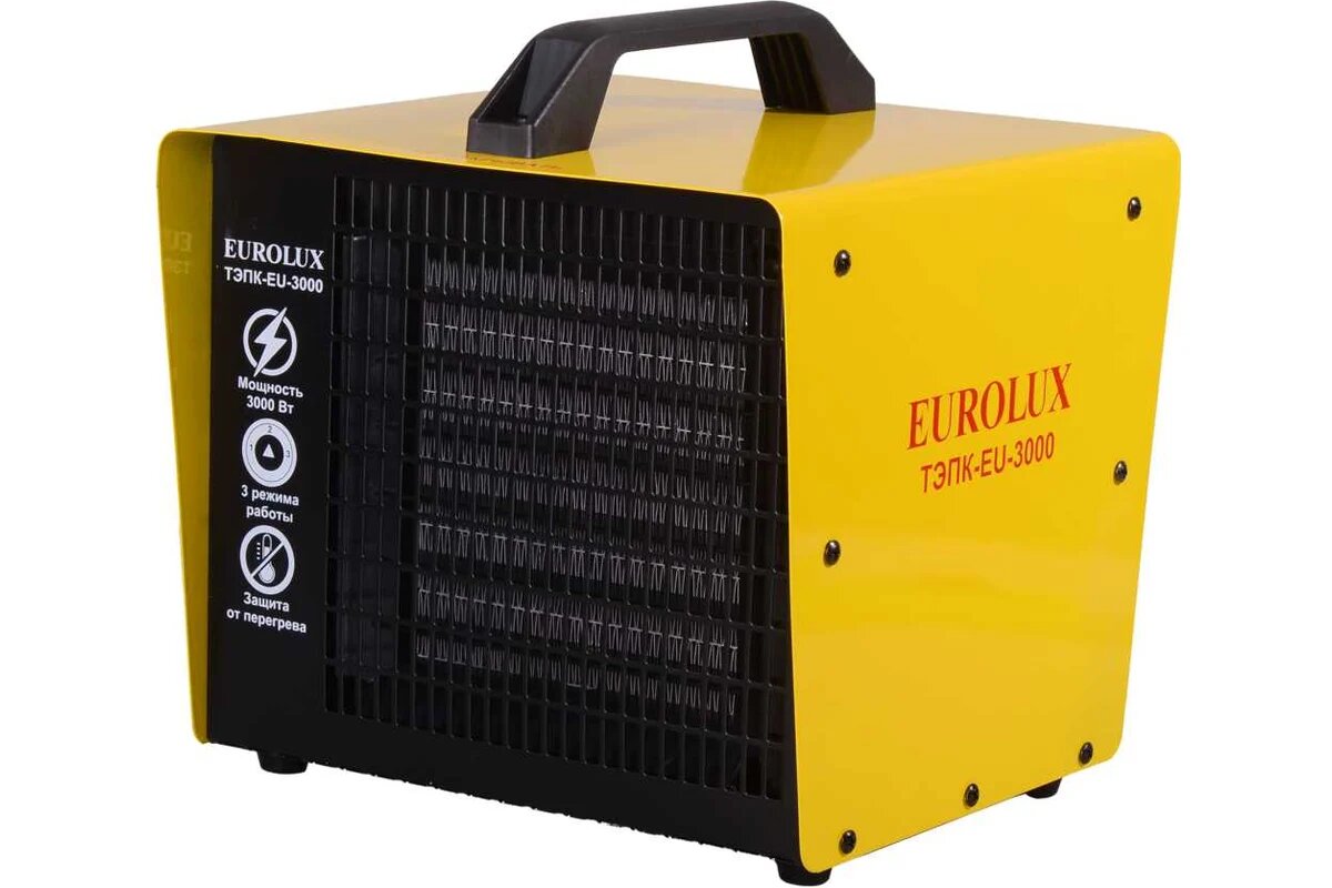 Eurolux Тепловая электрическая пушка ТЭПК-EU-3000 керам. нагревательный элемент, квадратная 67/1/36